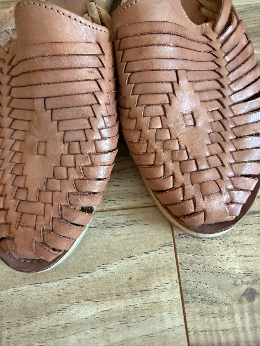 Espritu Women's Woven Leather hurache handmade Slide - Tan - Picture 3 of 5